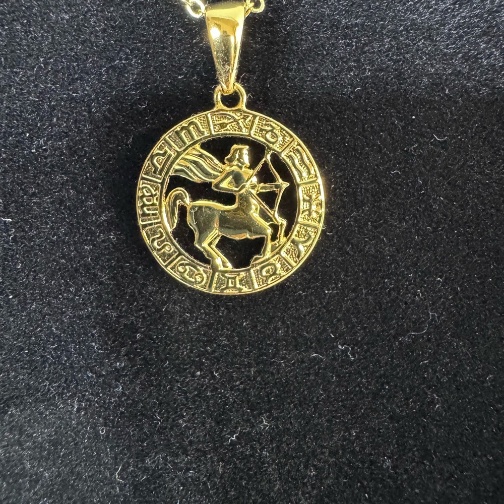Gold Zodiac Sagittarius Pendant Necklace